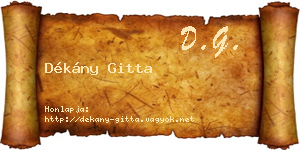 Dékány Gitta névjegykártya